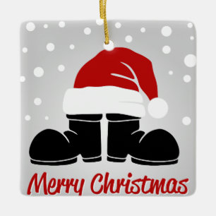 Ornement En Céramique Joyeux Noël Boot & Casquette