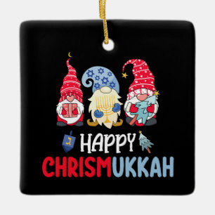 Ornement En Céramique Joyeux Noël Chrismukkah Gnomes Hanoukka Joyeux Noë