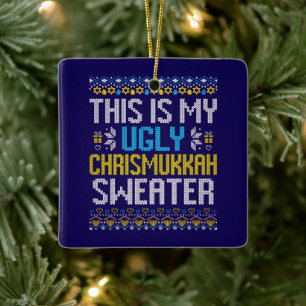 Ornement En Céramique Joyeux Noël Chrismukkah Joyeux Noël Hanoukka