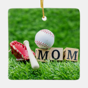 Ornement En Céramique Joyeux Noël de baseball pour maman de baseball