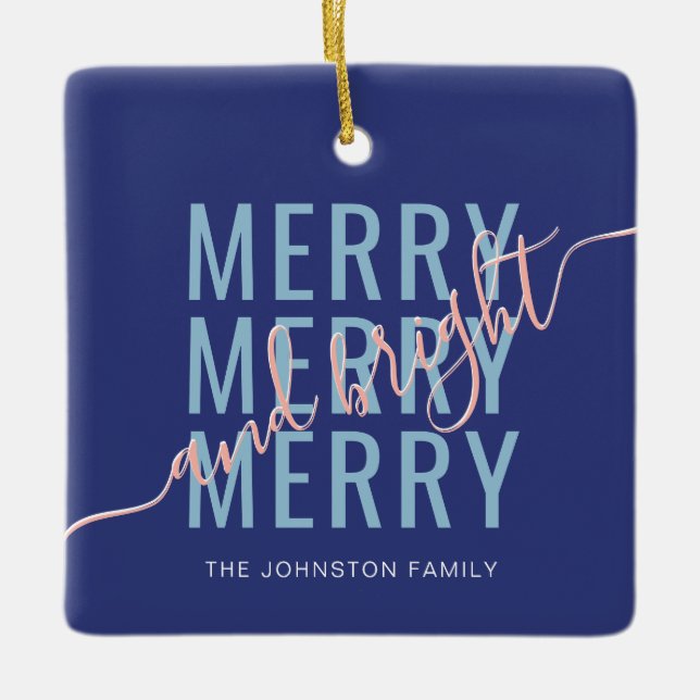 Ornement En Céramique Joyeux Noël élégant et lumineux (Devant)