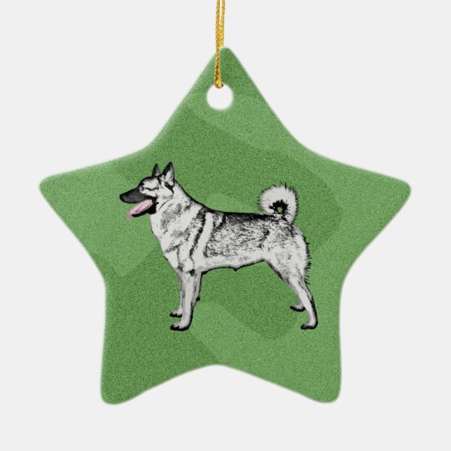Ornement En Céramique Joyeux Noël Elkhound (Devant)