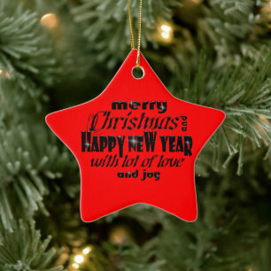 Ornement En Céramique Joyeux Noël et Bonne Année