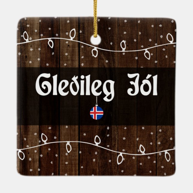 Ornement En Céramique Joyeux Noël islandais, jól de Gleðileg (Dos)