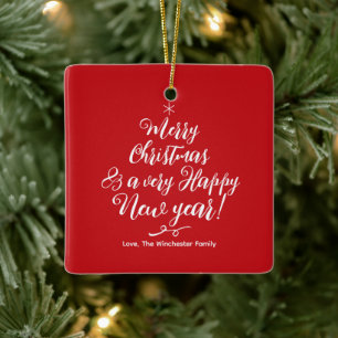 Ornement En Céramique Joyeux Noël Joyeux Nouvel An rouge photo