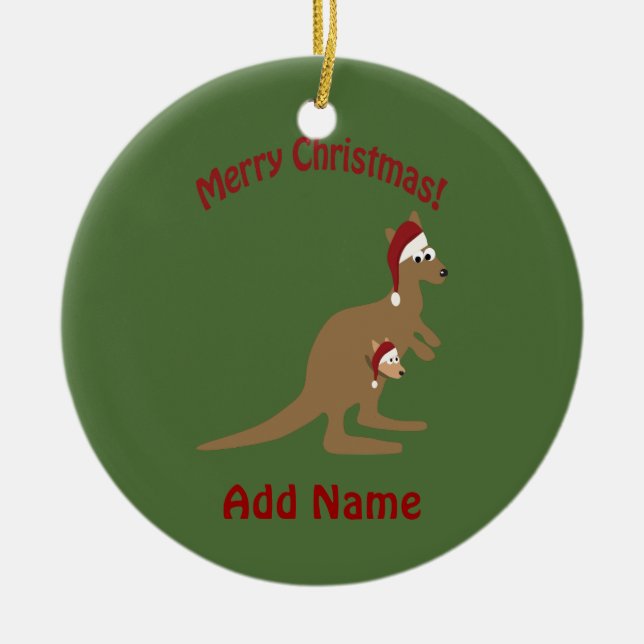 Ornement En Céramique Joyeux Noël Kangaroos (Devant)