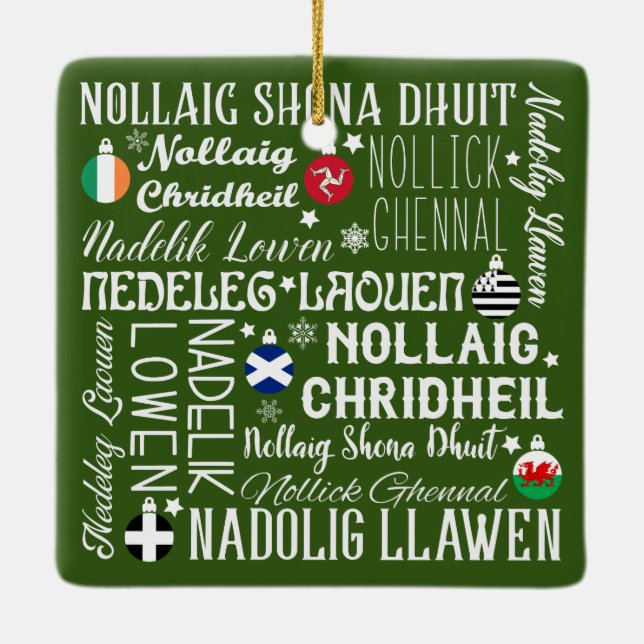 Ornement En Céramique Joyeux Noël Langues celtiques, gaélique, gallois (Dos)
