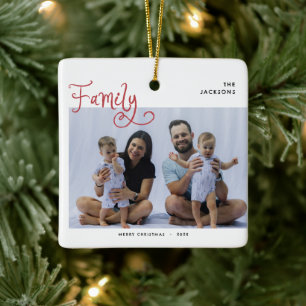 Ornement En Céramique Joyeux Noël minimaliste en famille photo