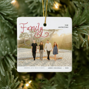 Ornement En Céramique Joyeux Noël minimaliste en famille photo fantaisis