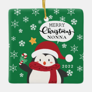 Ornement En Céramique Joyeux Noël Nonna Pingouin