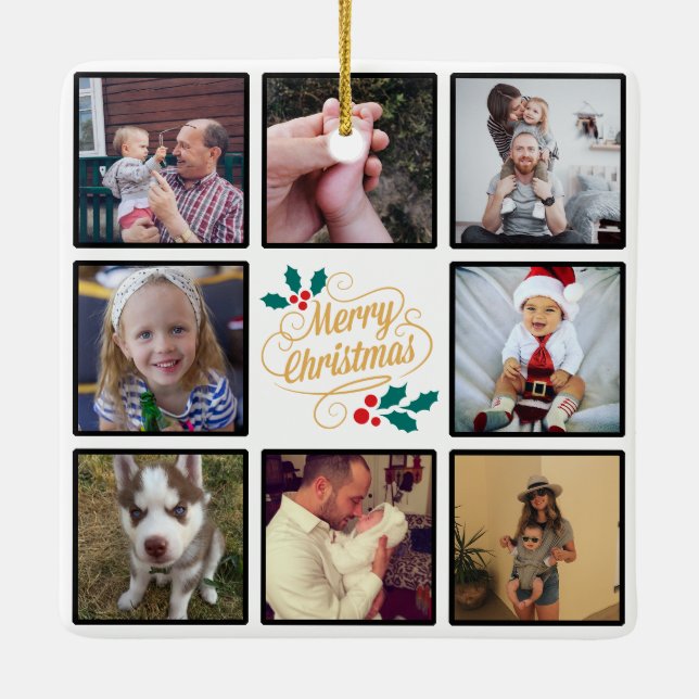 Ornement En Céramique Joyeux Noël personnalisé Collage photo (Dos)