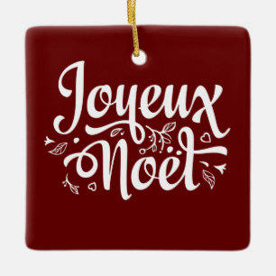 Ornement En Céramique Joyeux Noel Rouge