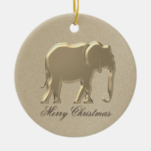 Ornement En Céramique Joyeux Noël Simple Elephant Or