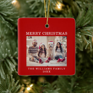 Ornement En Céramique Joyeux Noël Simple Fête Rouge