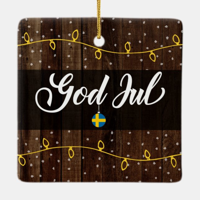 Ornement En Céramique Joyeux Noël suédois, Suède, Dieu juillet (Dos)