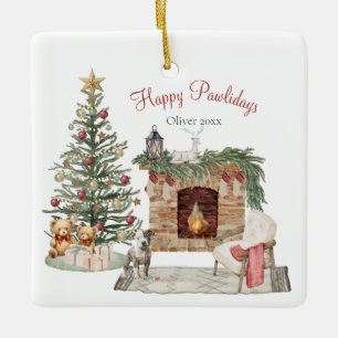 Ornement En Céramique Joyeux Pawlidays Design de Chien - Staffordshire T