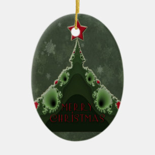 Ornement En Céramique Joyeux voeux de Noël - Arbre fragile et étoile