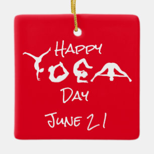 Ornement En Céramique Joyeux Yoga Day Ornament avec nom