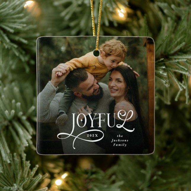 Ornement En Céramique Joyful Family 2 Photo Christmas  (Arbre)