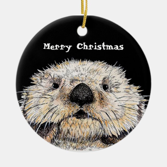 Ornement En Céramique Juste à mignon ! Joyeux Noël (Devant)