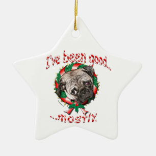 Ornement En Céramique J've Been Good... Ordre de Pug Christma
