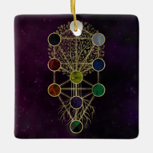 Ornement En Céramique Kabbalah l'arbre de la vie - Etz Hayim (Devant)