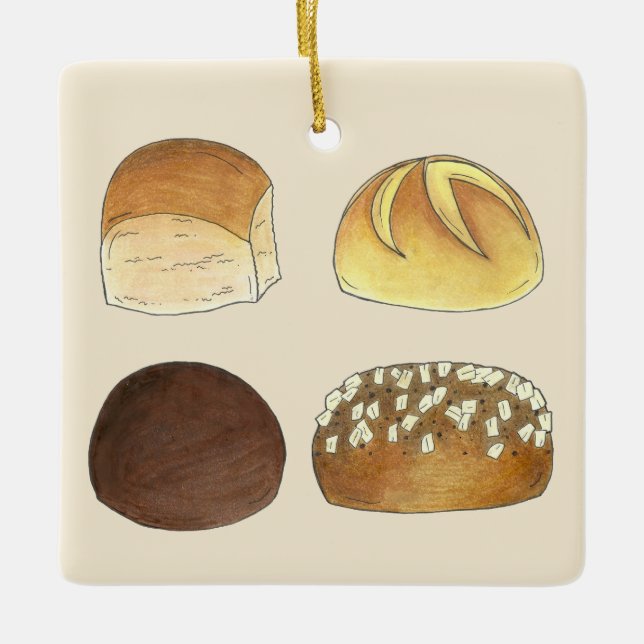 Ornement En Céramique Kaiser Pumpernickel Sandwich Pain Dîner Rolls (Devant)