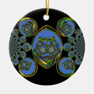 Ornement En Céramique Kaleidoscope bleu et jaune Imprimer