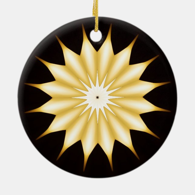 Ornement En Céramique Kaleidoscope Design Bright Yellow Star (Dos)