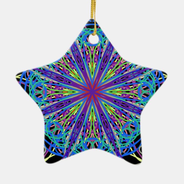 Ornement En Céramique Kaleidoscope Mandala Art Joyeuses couleurs (Dos)