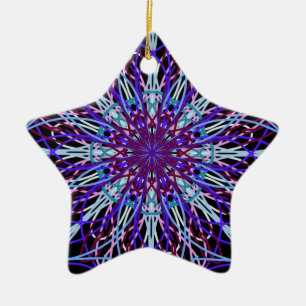 Ornement En Céramique Kaleidoscope noir violet Mandala Art