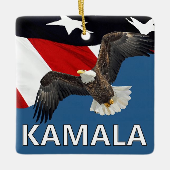 Ornement En Céramique Kamala avec aigle et drapeau (Devant)