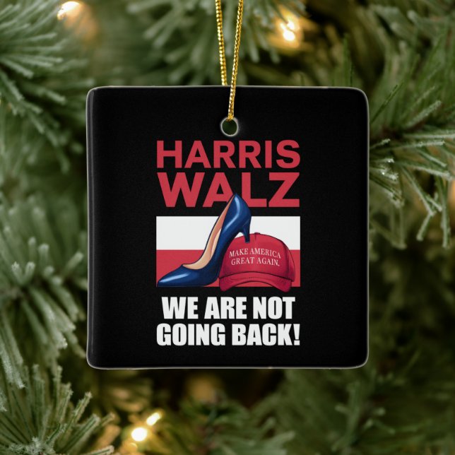 Ornement En Céramique Kamala Harris Tête Sur Le Casquette Red MAGA (Arbre)