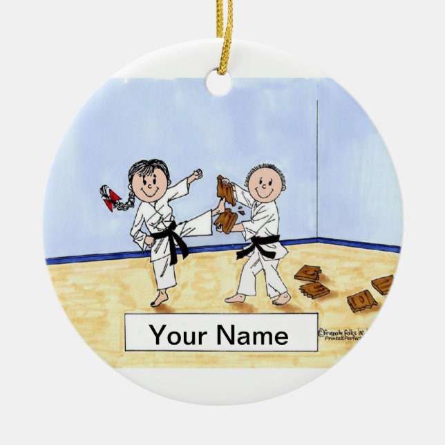 Ornement En Céramique Karate - Homme & Femme (Devant)