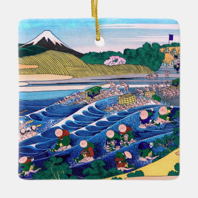 Ornement En Céramique Katsushika Hokusai - Fuji from Kanaya on Tokaido (Devant)