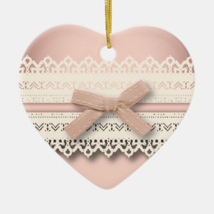 Ornement En Céramique Kawaii princess girly chic dentelle blanche arc ro