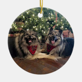 Ornement En Céramique Keeshond avec l'arbre de Noël