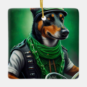 Ornement En Céramique Kelpie australienne conduite vélo St. Patrick's Da