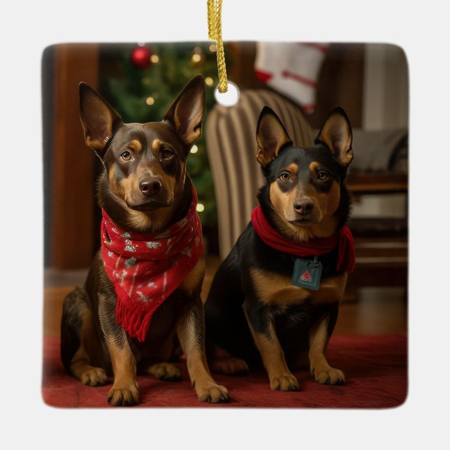 Ornement En Céramique Kelpie australienne près de la cheminée Noël (Devant)