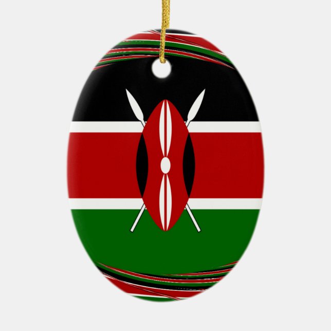 Ornement En Céramique Kenya Drapeau Art - Patriotique & Design Moderne (Devant)
