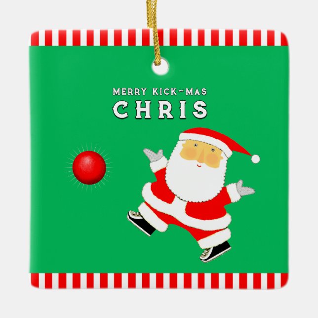 Ornement En Céramique Kickball Player cadeau de vacances (Devant)