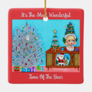 Ornement En Céramique Kitty's First Christmas Tree Head Vase Santa Claus