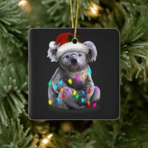 Ornement En Céramique Koala Assis Avec Les Lumières De Noël Saison De No