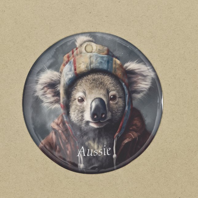 Ornement En Céramique Koala en casquette d'hiver, personnalisable (Créateur téléchargé)