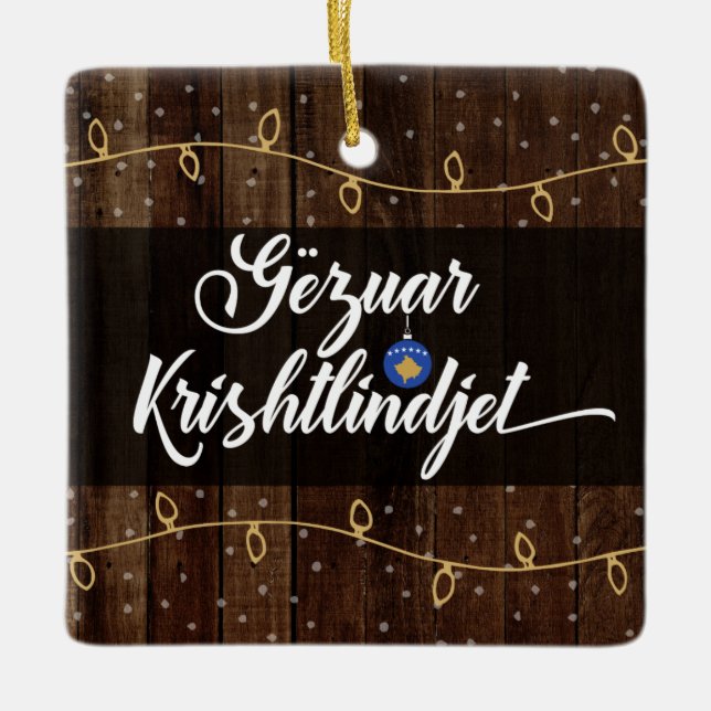 Ornement En Céramique Kosovan Merry Christmas Gëzuar Krishtlindjen (Devant)