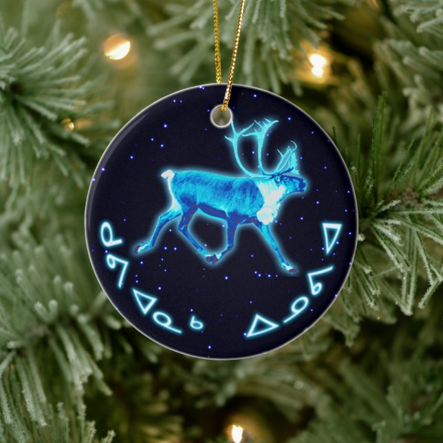 Ornement En Céramique Kuvianak Innovia - Caribou bleu (rennes) (Arbre)