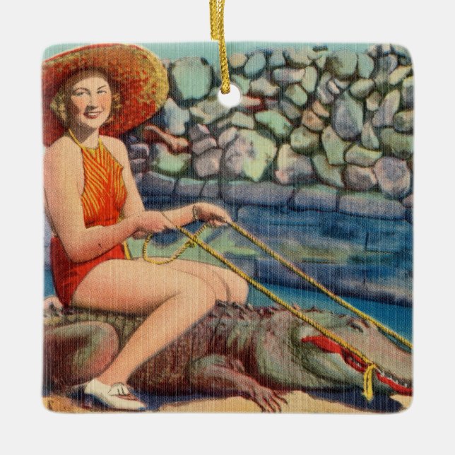 Ornement En Céramique La beauté et la bête de l'alligator (Devant)