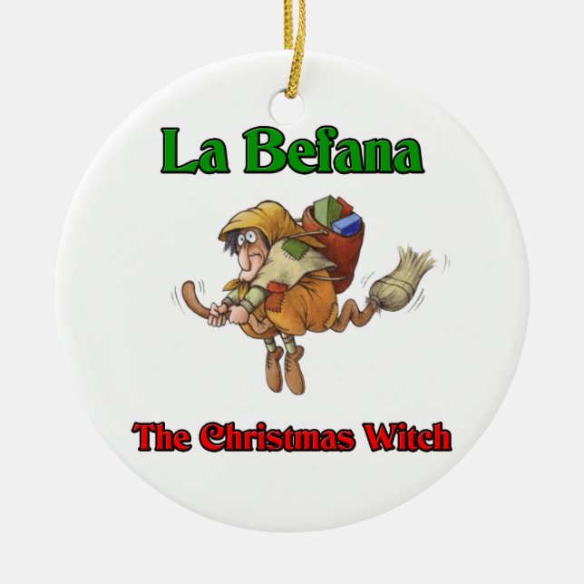 Ornement En Céramique La Befana la sorcière de Noël. (Devant)