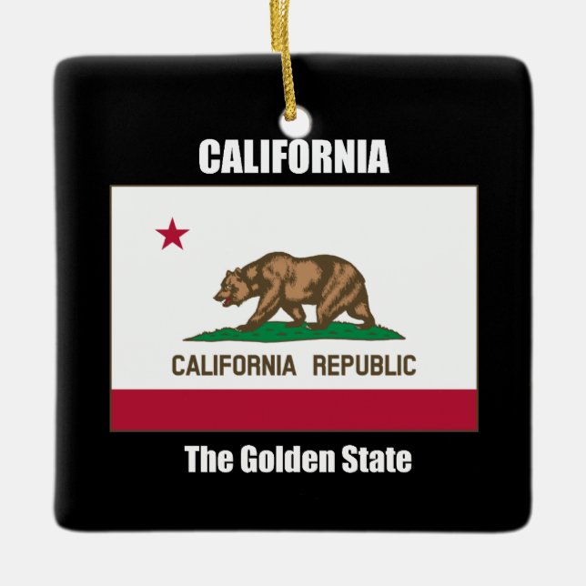Ornement En Céramique La Californie, l'État d'Or, (Devant)