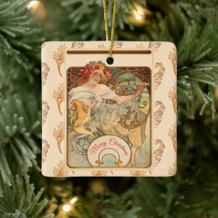 Ornement En Céramique La dame aux coiffes, arbre de Noël